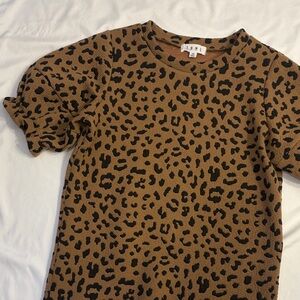 Textured Leopard Cap Sleeve Top